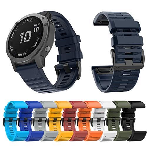 FIVOF 26MM 22MM バンド for ガーミン 交換用シリコン製 ベルト対応ガーミンGarmin Approach S60 S62 MARQ Forerunner 935/945 Instinct ... ミッドナイトブルー
