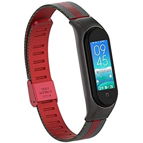 シャオミ スマートウォッチ メンズ T-BLUER Stainless Steel Metal Band Compatible with Xiaomi Mi Band 5/Mi Band 6,Xiaomi Miband ... スタイル3-ブラックレッド