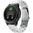 VICARA バンド Compatible with GARMIN ForeAthlete 745/945/935/Approach S60/S62/Garmin Instinct/Fenix 5/5 Plus/6/6 pro バンドステンレス製 交換用 スポーツウォッチ ストラップfor ガーミン ForeAthlete 745ビジネス風 調整工具付き(シルバー) 745 シルバー(2)