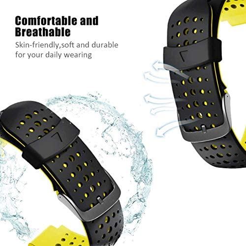 Ahayo QuickFit 22mm 替えバンド for GARMIN(ガーミン) Instinct バンド 留め金具の多空気穴通気性 シリコン スポーツ バンド アップ対応GARMIN(ガーミン) Fenix ... 黒と黄色
