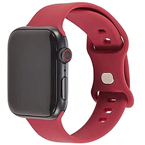 QLTYPRI バンド 対応 Apple Watch アップルウォッチ バンド シリコン ベルド ソフト スポーツバンド 交換バンド 女性 男性 ストラップ アップルウォッチシリーズ 適応 iWatch Series 6/5/4/3/2/1/SE (42mm/44mm,M/L,ワインレッド) 42/44mm,M/L