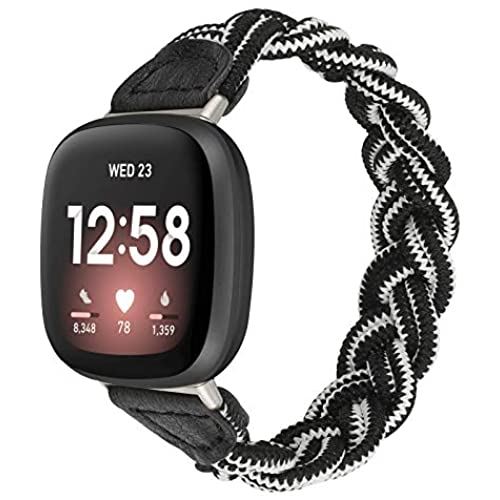 Wearlizer Fitbit Versa3 バンド/Fitbit Senseバンド Fitbit Versa3/Fitbit Senseに対応 【2021年最新スタイル】Fitbit Versa3 デッドソロループ 編組バンド スポーツバンド 交換ベルト 柔らかいシリコーン糸混紡リサイクルヤーン素材 耐衝撃 防汗(ブラック+ホワイト L) Wearlizer Fitbit Versa3 バンド/Fitbit Senseバンド Fitbit Versa3/Fitbit Senseに対応 【2021年最新スタイル】Fitbit Versa3 デッドソロループ 編組バンド スポーツバンド 交換ベルト 柔らかいシリコーン糸混紡リサイクルヤーン素材 耐衝撃 防汗(ブラック+ホワイト L)