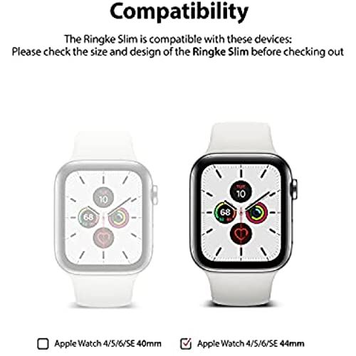 [2個入り]【Ringke】Apple Watch Series 6 / 5 / 4 / SE 44mm ケース 保護 超薄型 カバー アップルウォッチ ケース Slim (Clear & Light Gray クリア＆ライトグレー) [6 / 5 / 4 / SE 44mm] [44mm] - クリア＆ライトグレー