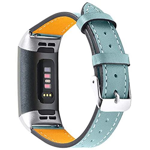 Vodtian for Fitbit Charge 4 / Fitbit Charge 3 / Charge 3 SE バンド/ベルト 交換 本革製 スマートウォッチ バンドファション スポーツ男性 女性 おしゃれ (ヘイズブルー)