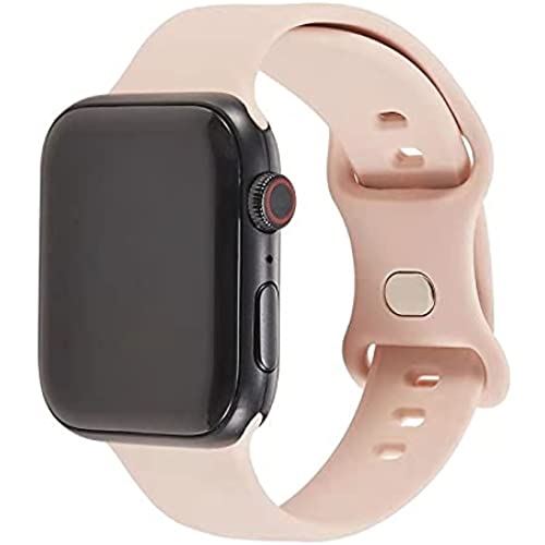 QLTYPRI バンド 対応 Apple Watch アップルウォッチ バンド シリコン ベルド ソフト スポーツバンド 交換バンド 女性 男性 ストラップ アップルウォッチシリーズ 適応 iWatch Series 6/5/4/3/2/1/SE (42mm/44mm,S/M,桜) 42/44mm,S/M