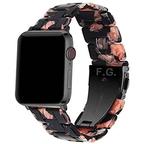 Apple Watch対応 バンド 42mm,Fullmosa 全9色 アップルウォッチバンド 42mm/44mm/40mm/38mm iWatch バンド 6/5/4/3/2/1,SEに対応 樹脂製 42mm ... ブラックローズ（ブラックハードウェア）