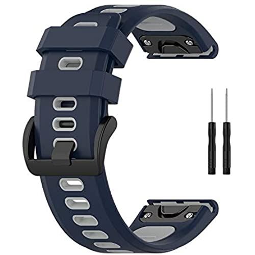 GARMIN(ガーミン) Fenix 6X GPS,Fenix 6X PRO,Fenix 6X Sapphire GPS,Descent Mk2, Descent Mk2i用 バンド 交換バンド 26mm Sooyeeh QuickFit ストラップ シリコン製 柔らかい スポーツ 交換用ベルト 耐衝撃 防汗(ネイビー++グレー) GARMIN(ガーミン) Fenix 6X GPS,Fenix 6X PRO,Fenix 6X Sapphire GPS,Descent Mk2, Descent Mk2i用 バンド 交換バンド 26mm Sooyeeh QuickFit ストラップ シリコン製 柔らかい スポーツ 交換用ベルト 耐衝撃 防汗(ネイビー++グレー)
