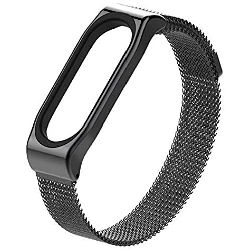 XIHAMA For Xiaomi Mi Band 4 Mi Band 3 高級 ステンレスチール ミラノループ交換バンド 腕時計 替えストラップ シャオミ3 メッシュ編み バンド ベルト (Mila型, ブラック) 黒