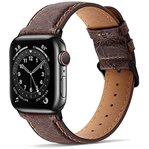 Tasikar コンパチブル Apple Watch バンド 40mm 38mmアップルウォッチ バンド， 高級 本革 交換バンド ビジネス Apple Watch シリーズ6 / 5 / 4 / 3 / 2 / 1 / SE 用 (38mm/40mm，ダークブラウン)