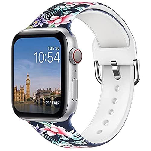 コンパチブル Apple Watch バンド SE/6/5/4/3 38mm / 40mm / 42mm / 44mmト柄 花柄 と互換性があり、iWacthシリーズソフトシリコン非退色印刷交換用スポーツストラップ、レディース/メンズに適しています 81029 (42mm/44mm S/M,#7)