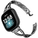 Wearlizer Fitbit Versa3 バンド/Fitbit Senseバンド Fitbit Versa3/Fitbit Senseに対応 Fitbit Versa3 金属バンド メタル製 Fitbit ... ブラック(2)