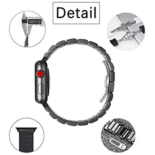 MaKTechセラミックストラップためにアップルウォッチ、贅沢な1ビーズブレスレットと互換性があるApple Watch Series 6/SE/5/4 (44/42mm,黒) ブラック