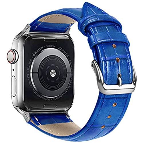 コンパチブル Apple Watch 交換用レザーベルト 38mm 42mm 40mm 44mm iWatch Series 6/SE/5/4/3/2/1 鰐皮紋様腕時計バンド おしゃれ 耐水性 スポーツ 男女通用 (42mm/44mm, ブルー) コンパチブル Apple Watch 交換用レザーベルト 38mm 42mm 40mm 44mm iWatch Series 6/SE/5/4/3/2/1 鰐皮紋様腕時計バンド おしゃれ 耐水性 スポーツ 男女通用 (42mm/44mm, ブルー)