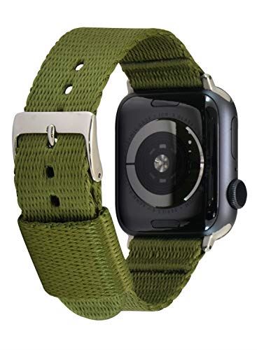 CASSIS[カシス] AppleWatch用(アップルウォッチ用) 6,SE,5,4用 44mmケース用 ナイロン NATOタイプ NICE ニース シルバーパーツ グリーン U1130NYLAPO0724S024