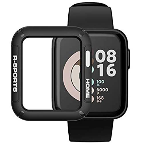 シャオミ スマートウォッチ メンズ SIKAI For Xiaomi Mi Watch Lite フィルムケース 全面保護ケース 液晶保護カバー 高透過率 超薄型 TPU素材 耐衝撃 手触り良い 柔らかい 指紋防止(4枚) (黒＋白) 透明 白