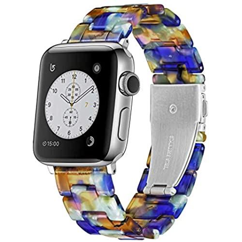 【Daturus】 Apple Watch 樹脂ベルト ステンレス留め金 互換Apple Watch series1/2/3/4/5/6 サイズ38mm/40mm アップルウォッチ ベルト ファッション/カジュアルスタイル アップルウォッチ シリーズ1/2/3/4/5/6対応 アップルウォッチバンド 腕時計ストラップ(ランビンヤン)