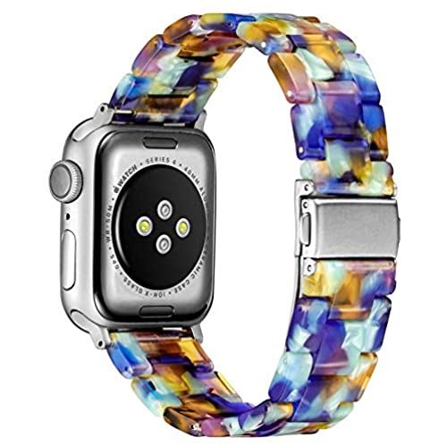 【Daturus】 Apple Watch 樹脂ベルト ステンレス留め金 互換Apple Watch series1/2/3/4/5/6 サイズ38mm/40mm アップルウォッチ ベルト ファッション/カジュアルスタイル アップルウォッチ シリーズ1/2/3/4/5/6対応 アップルウォッチバンド 腕時計ストラップ(ランビンヤン)