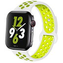 コンパチブル Apple Watch バンド、多空気穴通気性 シリコン バンド Compatible for Apple ウォッチ バンド 38mm 40mm 42mm 44mm iwatch Series ... 38mm/40MM-S/M シルバーイエロー(2)