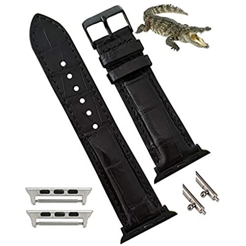 38mm/40mm 黒いベルト+黒いアダプター 手作りのクロコダイル革時計ベルト対応 Apple Watch アップルウォッチ バンド Series 6 5 4 3 2 1 AW-01-DE-SS クロコの黒いベルト 38mm/40mm 黒いベルト+黒いアダプター 手作りのクロコダイル革時計ベルト対応 Apple Watch アップルウォッチ バンド Series 6 5 4 3 2 1 AW-01-DE-SS クロコの黒いベルト
