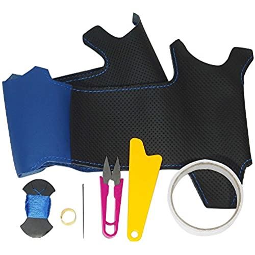 トリコローレEX SP500ハイゼット、ミライース、ムーヴ 青黒革×青ステッチ 1D-19 DIYステアリング本革巻替キット 1BS1D19B2L1L