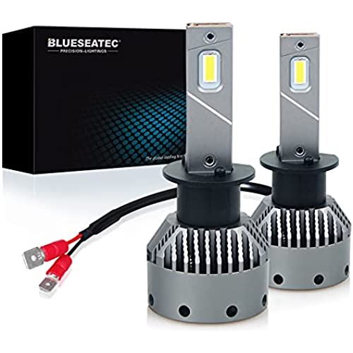 BLUESEATEC H1 LEDヘッドライト 爆光 20000LM 50W 超高輝度 日本製CSPチップ 車検対応 キャンセラー内蔵 99％車種対応 12V/24v（ハイブリッド車 EV車対応) 定電流回路搭載 ... H1 2個セット