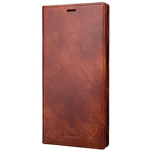 GRAMAS グラマス iPhone13 Pro Max ケース レザー 本革 手帳 Museum-calf Genuine Leather Book Case 耐衝撃 高級 ビジネス ギフト ブラウン