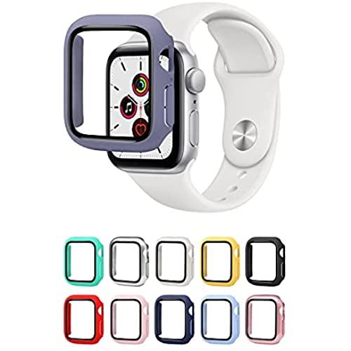 シズカウィル(shizukawill) AppleWatch 4 5 6 SE 40mm カバー ケース フィルム ガラスフィルム パープル Purple 紫色