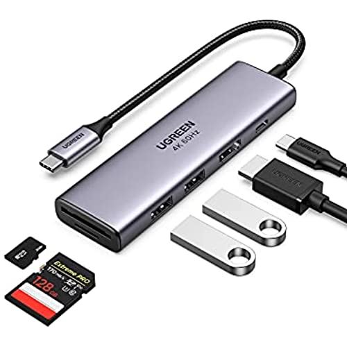 UGREEN USB Cnu 4K@60Hz HDMIo 100W }[d 6-IN-1 Type-CA_v^[ 4K HDMI 100W Power Delivery 2USB 3.0|[g SD / MicroSDJ[h[_[ Surface Dell MacBook HPXPSȂǂƌ݊̂