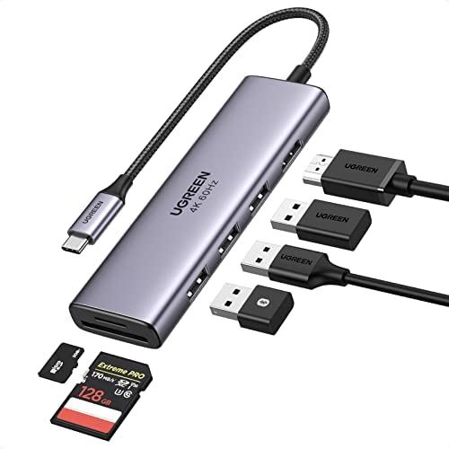 UGREEN USB Cnu 4K@60Hz HDMIo 6-IN-1 Type-CA_v^[ HDMI 4K 3USB 3.0|[g SD / MicroSDJ[h[_[ Surface Dell MacBook HPXPSȂǂƌ݊̂