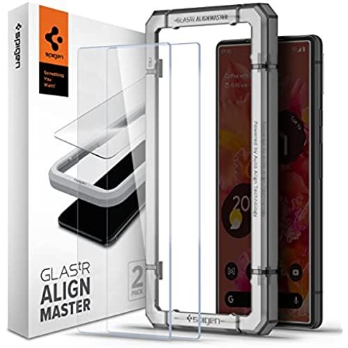 Spigen AlignMaster ガラスフィルム Google Pixel 6 用 ガイド枠付き 指紋認証可能 Pixel6 対応 保護 フィルム 2枚入