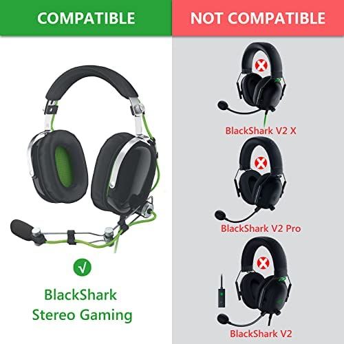 Geekria イヤーパッド QuickFit 互換性 パッド Razer BlackShark Stereo Gaming ヘッドホンに対応 パッド イヤー/イヤーカップ (プロテインレザー/ブラックグリーン)