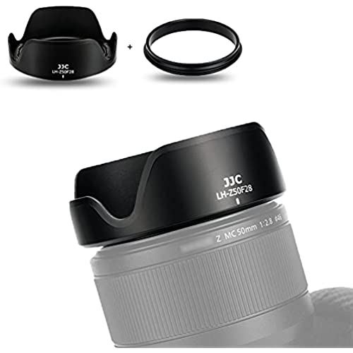 JJC 可逆式 レンズフード + アダプタ キット Nikon Nikkor Z MC 50mm F2.8 Macro レンズ 用 Nikon Z fc Z5 Z6 Z7 Z6II Z7II Z50カメラ に対応 Ф46mm保護フィルター と レンズキャップ インストール可能