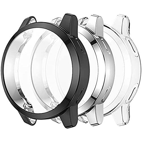 Miimall【3色入り】対応Garmin(ガーミン) Venu 2s/vivoactive 4s 40mm専用ケース ガーミン Venu 2s カバー ソフト TPU材質 ぴったり対応 擦り傷防止 軽量 防衝撃 Garmin Venu 2s 保護ケース バンパー ブラック シルバー クリア