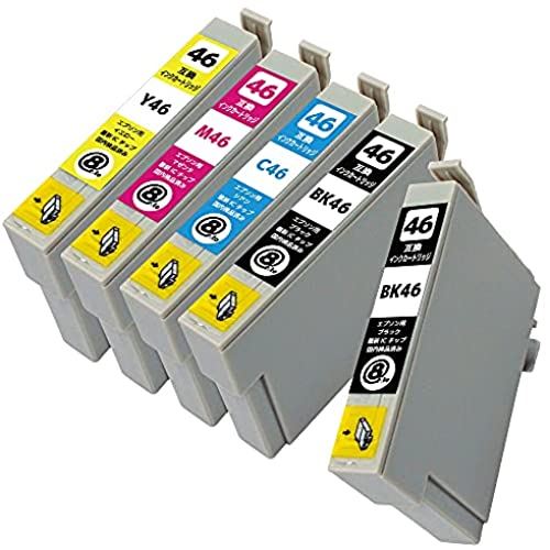 エプソン用(EPSON) IC4CL46(IC46)BK/C/M/Y+ICBK46 5本セット 互換インクカートリッジ ISO14001/ISO9001..