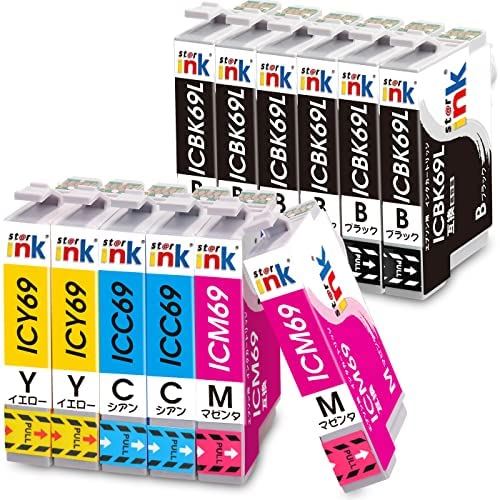 エプソン IC69 12本セット EPSON 互換 インク カートリッジ IC4CL69 ×2セット+ ICBK69L ×4 増量BK 砂時計 starink