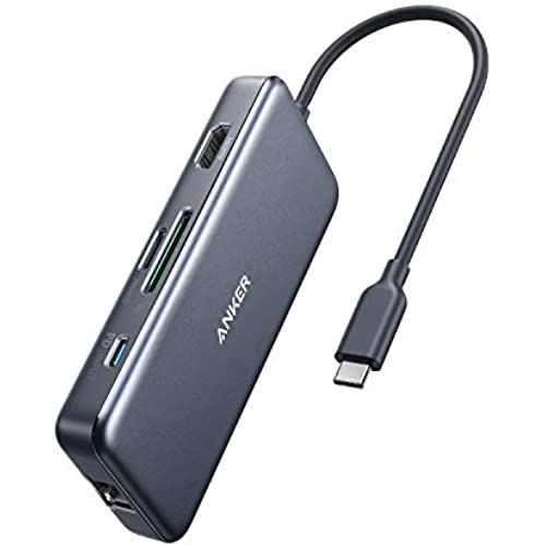 Anker PowerExpand+ 7-in-1 USB-C PD イーサネット ハブ 4K対応HDMI出力ポート 60W Power Delivery 対応USB-Cポート 1Gbps イーサネット USB-A ポート microSD&SDカード スロット搭載 MacBook Pro / iPad Pro / ChromeBook 他対応 テレワーク リモート 在宅勤務