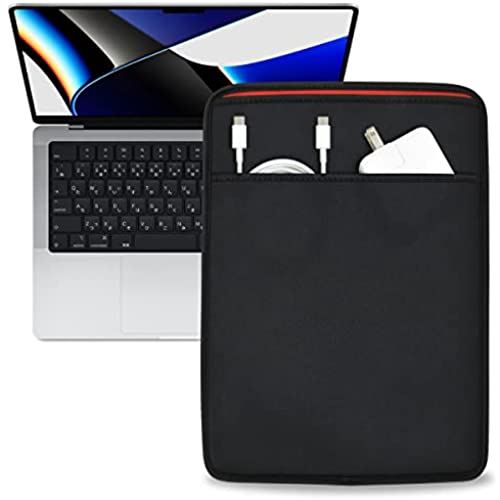 MacBook Pro 14インチ/13インチ・Air 13インチ 用 JustFit スリーブケース (ブラック/レッド) ACアダプタ 充電ケーブルが収納可能な前面ポケット付 専用設計だからジャストフィット MB13PJFSCBR