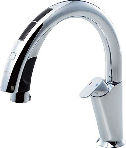 LIXIL(リクシル) INAX キッチン用タッチレス水栓 A10タイプ ナビッシュハンズフリー JF-NA411S(JW) 浄水器ビルトイン型 吐水止水自動センサー 一般地仕様 吐水温度表示ルミナスサインあり
