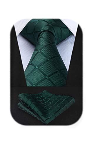 ネクタイ ノーアイロン 8.5cm 厚手 チーフ贈り シルク30% チェック/ストライプ/ドット/ペイズリー 25色/柄 Free Size 01グリーン/緑(チェック)