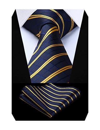 ネクタイ ノーアイロン 8.5cm 厚手 チーフ贈り シルク30% チェック/ストライプ/ドット/ペイズリー 25色/柄 Free Size 03ネイビー/イエロー(ストライプ) ネクタイ ノーアイロン 8.5cm 厚手 チーフ贈り シルク30% チェック/ストライプ/ドット/ペイズリー 25色/柄 Free Size 03ネイビー/イエロー(ストライプ)