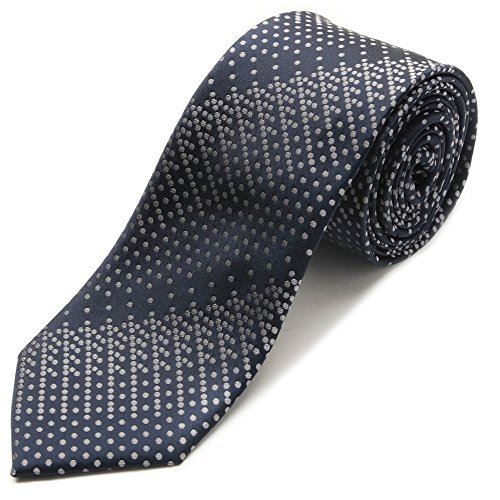 【ao-LABEL】25色から選べるブランドネクタイ（スリムタイ/ナロータイ） 水玉ストライプ(ネイビー/紺色)