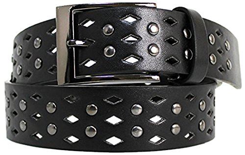 (マークベルトストア) 【MARK. BELT STORE】 ダイヤホールデザインSTUDS ゴルフベルト ウエスト130cmまで対応 Free Size ブラック