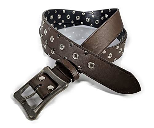 《ロング ベルト》 SeaLand スタッズ ベルト ウエスト130cmまで：幅40mm 【ブラウン】 日本製