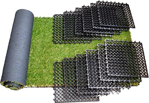 ガーデンガーデン 色までリアルなロール人工芝 ベランダターフキット 春秋色 芝丈30mm 60cm×180cm 自然反射タイプ 安全性検査済 FME-BTK6018 [セット]人工芝60×180cm1枚＆30cm床マット12枚