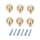 家具 つまみ 引き出し 用 取っ手 球体 艶消し ゴールド 直径 24mm 6個 DIY 裏ネジ付 リフォーム 交換 タンス ノブ ボール型