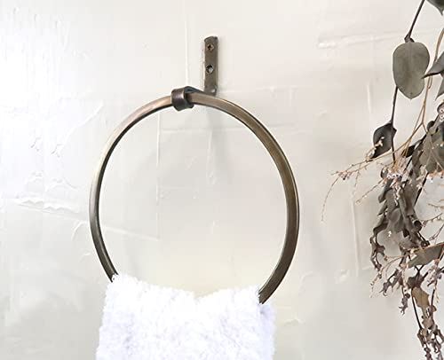 アンティーク調 アイアン タオルハンガー 丸 ラウンド ブラック 15×4.5×高さ19cm DIY トイレや洗面台の壁面金具を取り替えるだけで空間がおしゃれに 繊細で洗練された雰囲気 エンヴェールヘルック(R)
