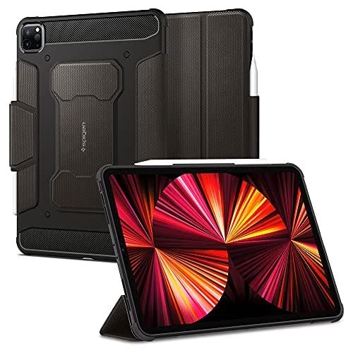 Spigen iPad Pro 11 ケース 2021 2020 2018 対応 カバー 三つ折り スタンド Apple Pencil対応 衝撃吸収 耐衝撃 米軍MIL規格 耐衝撃 落下 第3世代 第2世代 第1世代 対応 ラギッド・アーマープロ ACS01025 (ガンメタル)