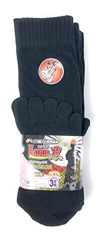 （PAXセレクト）ひざ下までたっぷり！ 綿5本指ロングソックス、ハードな仕事からカジュアルまで カカト付き 黒色 3足組 #8815P