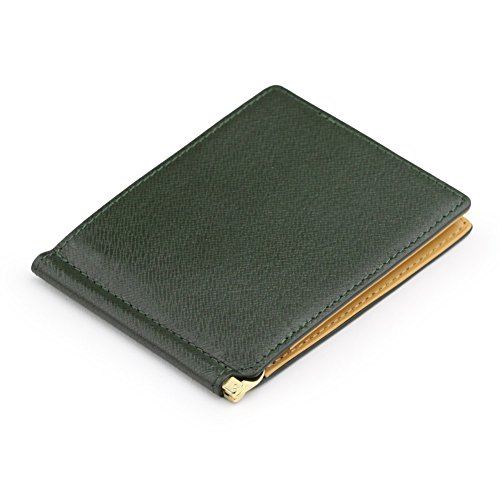 (アビエス)ABIES L.P. 本革 角シボ型押し牛革 マネークリップ （札ばさみ） グリーン