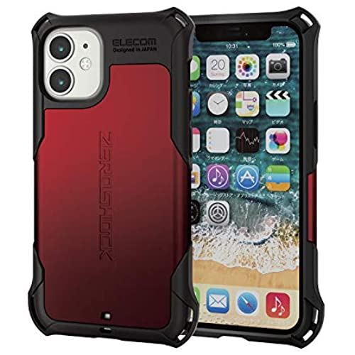 エレコム iPhone 12 mini ケース Qi充電対応 ハイブリッド ZEROSHOCK 耐衝撃 スタンダード レッド PM-A20AZERORD